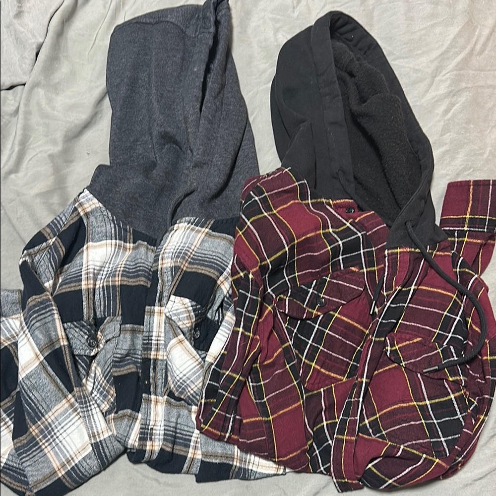 Plaid Hooded Flannel Shirts